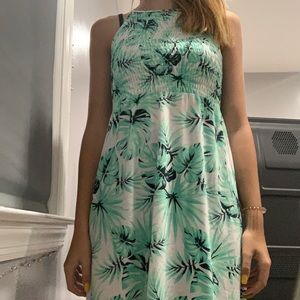 green and white dress